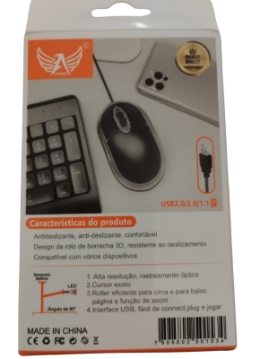Mouse com fio USB LED EXBOM MS 9
