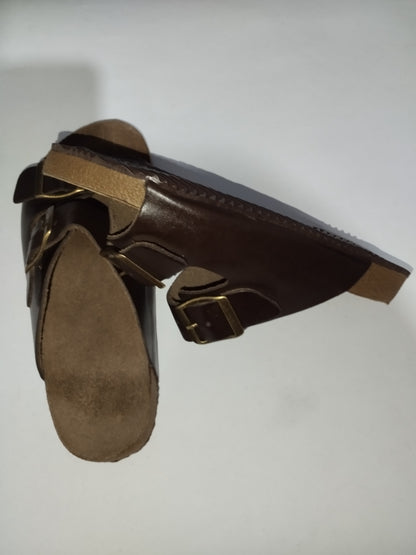 sandália Papete de couro