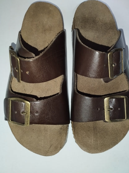 sandália Papete de couro